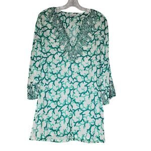 Barbara Gerwit Beaded Cotton Tunic/Mini Dress, size XS, Resortwear, Cruise Wear